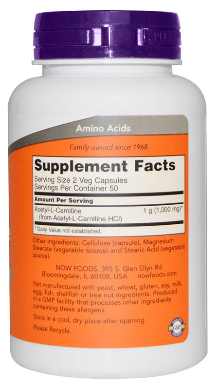 Now Acetyl L-Carnitine 500 mg 100 капсул