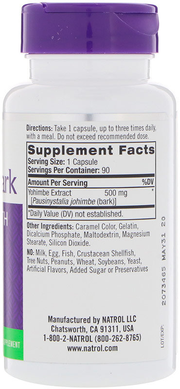 Natrol Yohimbe Bark 500 мг 90 капсул