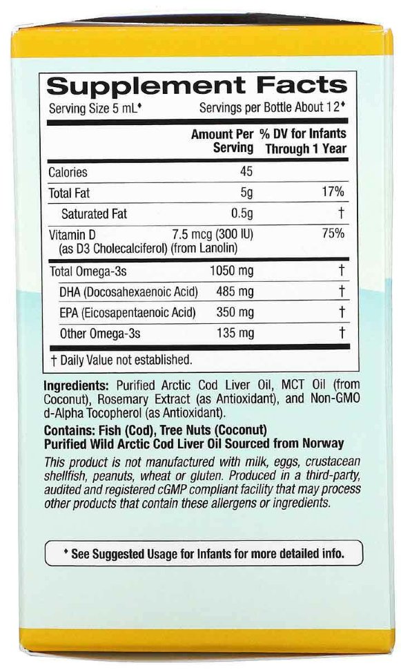 California Gold Nutrition Baby's Dha Omega-3 with Vitamin D3 1050 мг 59 мл