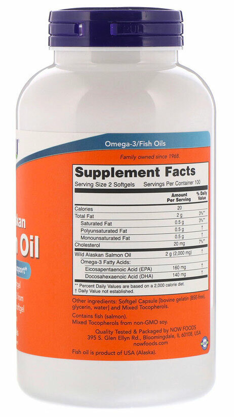 Now Wild Alaskan Salmon Oil 200 капсул 