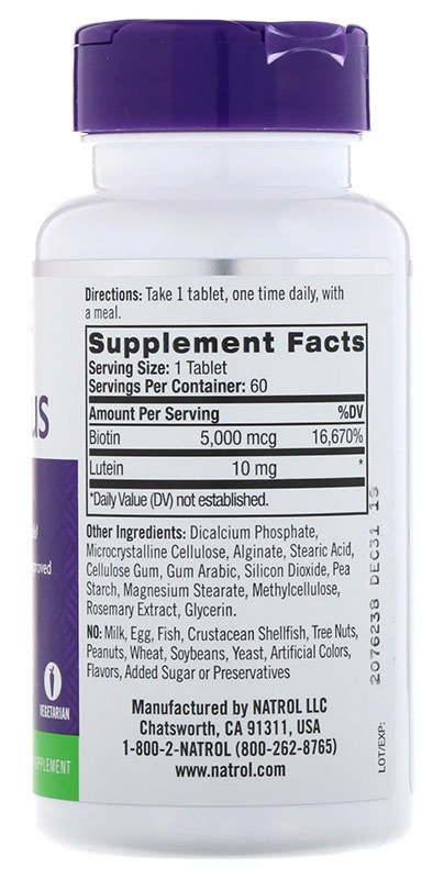 Natrol Biotin Plus Extra Strength 5000 мкг 60 таблеток