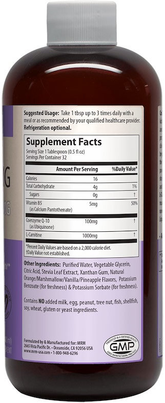 Mrm CoQ10 100 мг with L-Carnitine 1000 мг Апельсин 480 мл