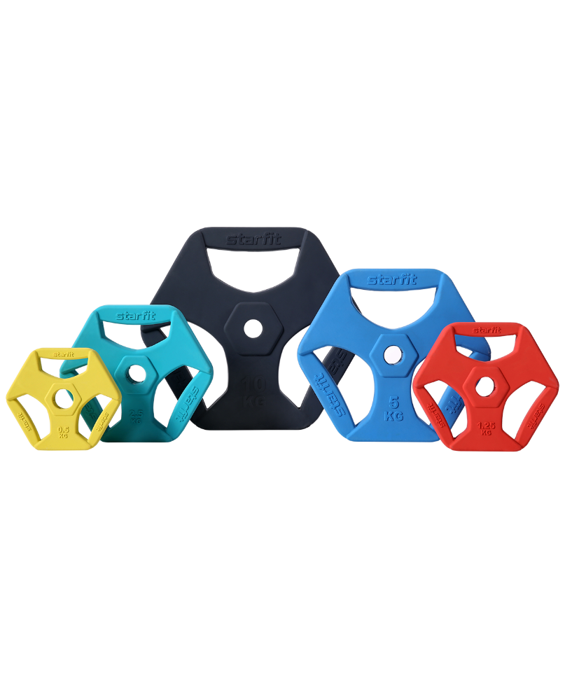 Starfit Диск обрезиненный с хватами BB-205 2,5 кг, d=26 мм, без стальной втулки, бирюзовый