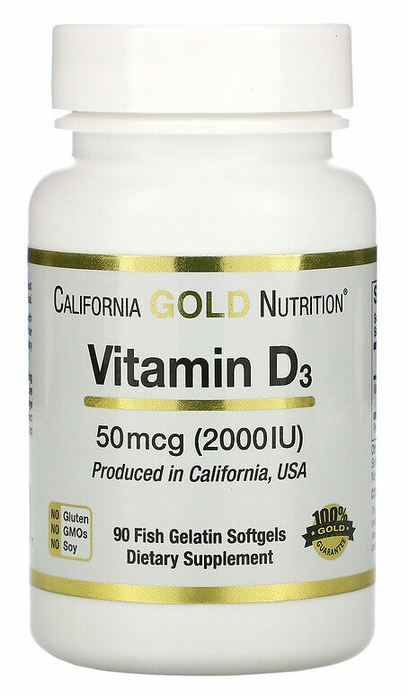 California Gold Nutrition Vit D-3 2000 Ме 90 капсул