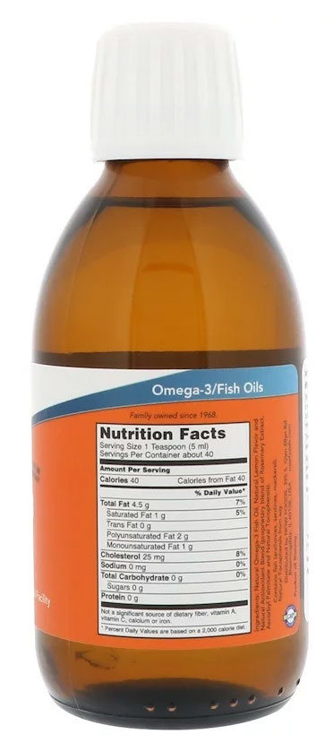 Now Omega 3 Fish Oil lemon Liquid 200 мл