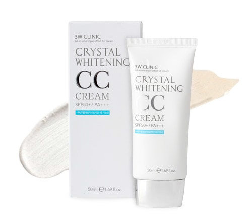 3W Clinic Crystal Whitening Cc Cream SPF50 Pa+++ тон 02 (натуральный бежевый) 50 мл Кристаллизированный отбеливающий Сс крем для лица 