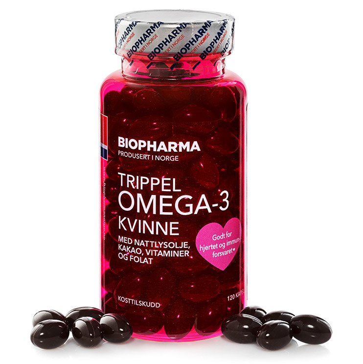 Biopharma Omega-3 Trippel Kvinne для женщин с фолиевой кислотой и витаминами 120 капсул 