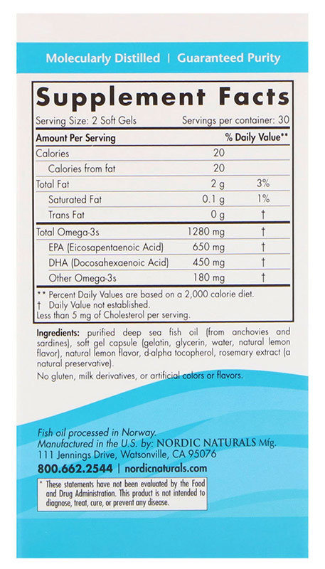 Nordic Naturals Ultimate Omega 1280 мг 60 капсул 