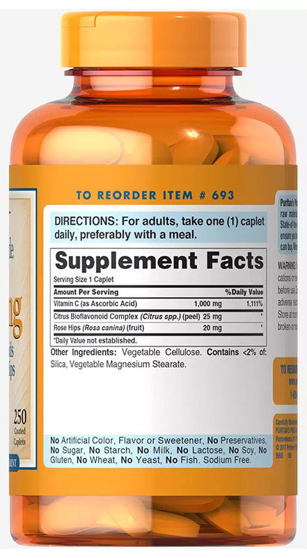 Puritan's Pride Vitamin C 1000 мг with Bioflavonoids & Rose Hips 100 таблеток