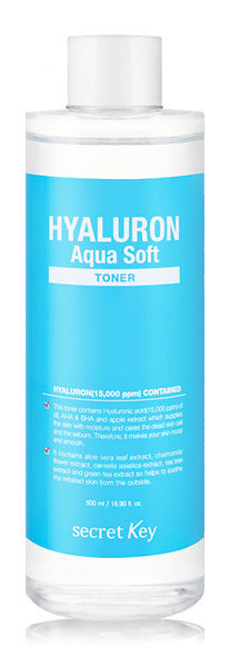 Secret Key Hyaluron Aqua Soft Toner 500 мл Гиалуроновый тонер с эффектом микро-пилинга