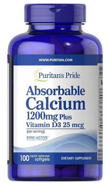 Puritan's Pride Absorbable Calcium 1200 мг with Vitamin D3 1000 Iu 100 капсул