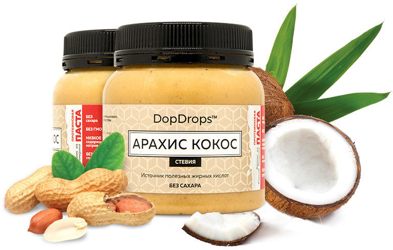 DopDrops Протеин арахисовая паста кокос (стевия) 250 г 