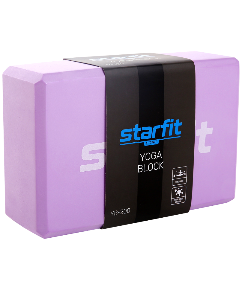 Блок для йоги Core YB-200 EVA, фиолетовый пастель