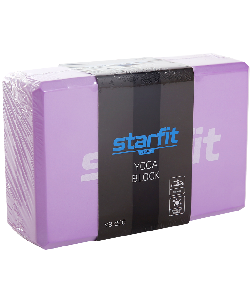 Блок для йоги Core YB-200 EVA, фиолетовый пастель
