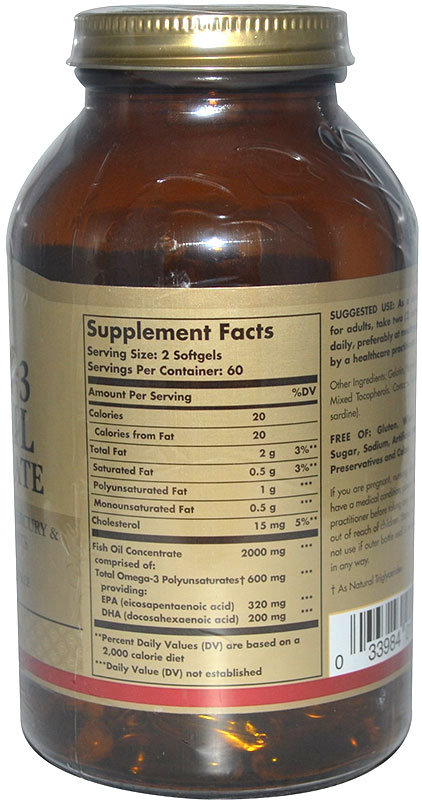 Solgar Omega-3 Fish Oil Concentrate 120 гелевых капсул