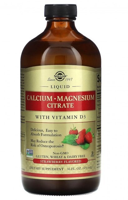 Solgar Liquid Calcium Magnesium Citrate with Vitamin D3 473 мл Жидкий кальций и магний с витамином Д3