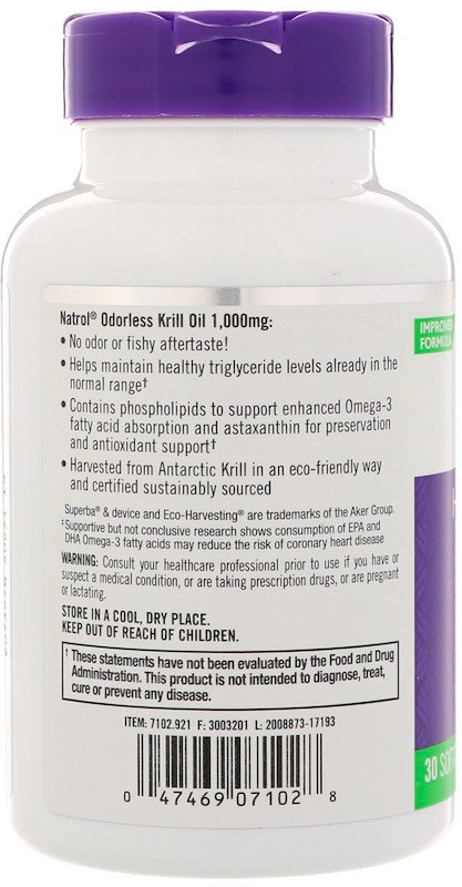 Natrol Omega-3 Krill Oil 1000 мг 30 гелевых капсул 