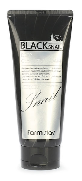 FarmStay Black Snail Deep Cleansing Foam 180 мл Глубокоочищающая пенка с муцином черной улитки и угольной пудрой 