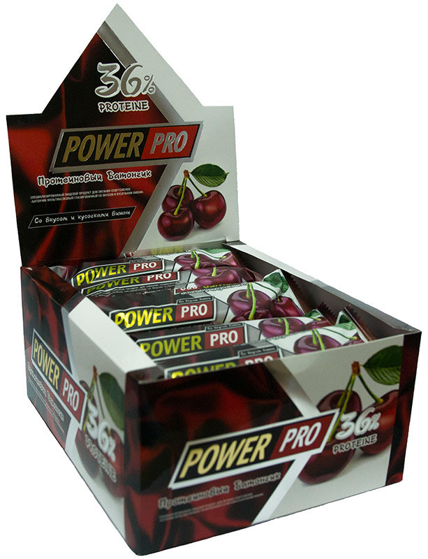 PowerPro Протеиновый батончик Power Pro 36% С кусочками вишни 60 г 