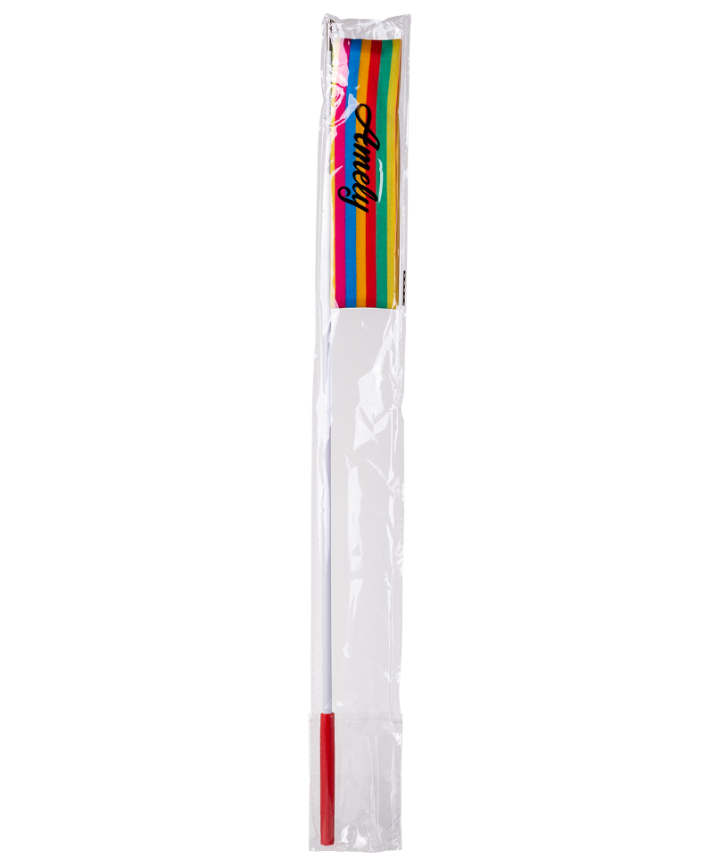Лента для художественной гимнастики AGR-301 4м, с палочкой 46 см, радуга