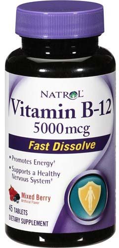 Natrol Vitamin B-12 5000 мкг Быстрорастворимые 30 таблеток