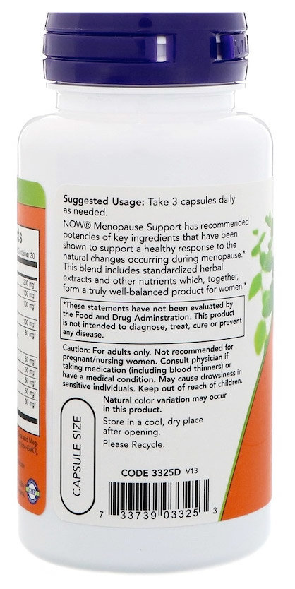 Now Menopause Support Поддержка женской эндокринной системы, 90 капсул 