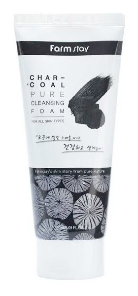 FarmStay Charcoal Pure Cleansing Foam 180 мл Пенка для умывания и глубокой очистки пор с углем