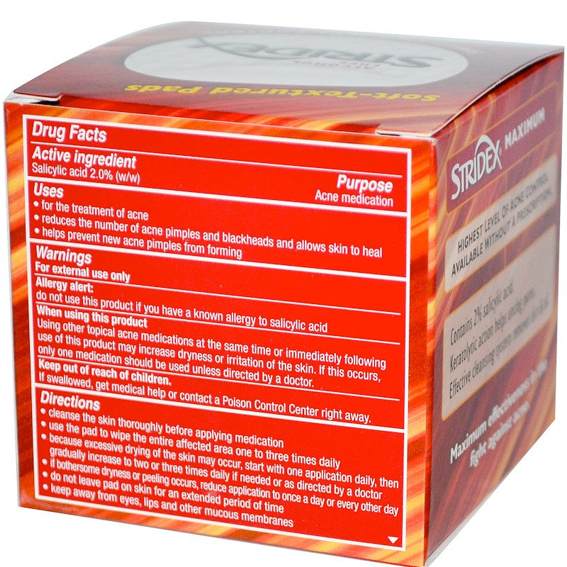 Stridex Single-Step Acne Control Maximum Одношаговое средство от угрей, 55 дисков 