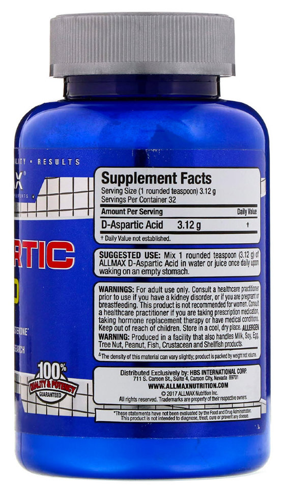 Allmax Nutrition Daa, D-аспарагиновая кислота 100 г