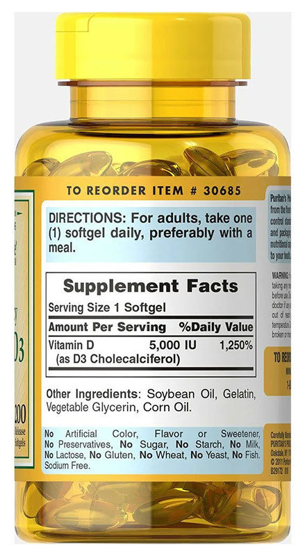 Puritan's Pride Vitamin D3 5000 Iu 100 капсул
