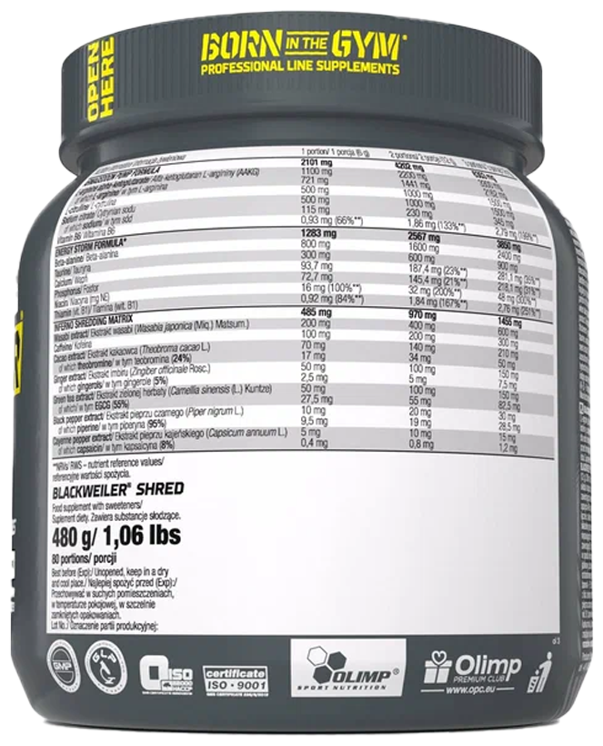 Olimp Sport Nutrition Blackweiler Shred предтренировочный комплекс 480 грамм