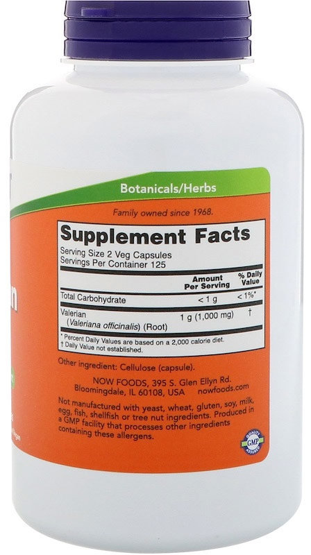 Now Valerian Root 500 мг 250 капсул 