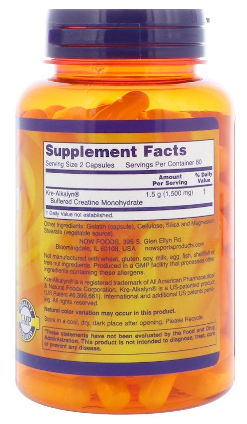 Now Kre-Alkalyn Creatine 750 мг 120 капсул