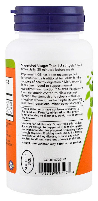 Now Peppermint Gels Перечная мята, 90 гелевых капсул 
