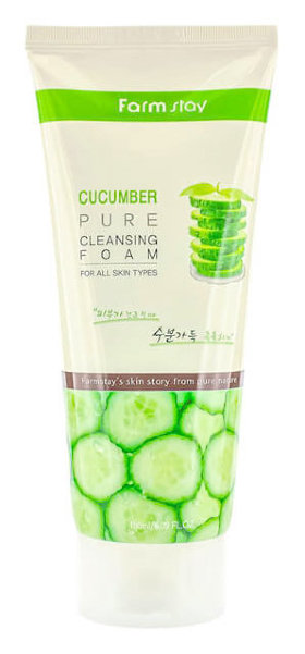 FarmStay Cucumber Pure Cleansing Foam 180 мл Увлажняющая пенка для умывания с экстрактом огурца
