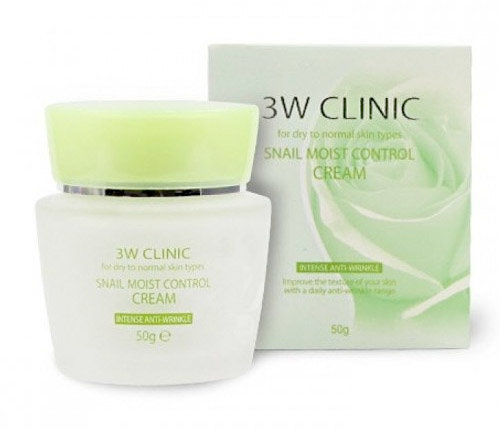3W Clinic Snail Moist Control Cream 50 г Восстанавливающий крем для лица с улиточным муцином 
