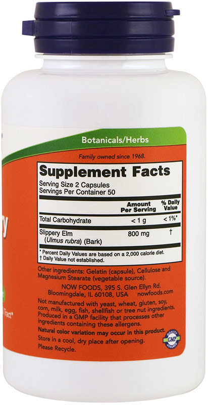 Now Slippery Elm 400 мг 100 капсул 