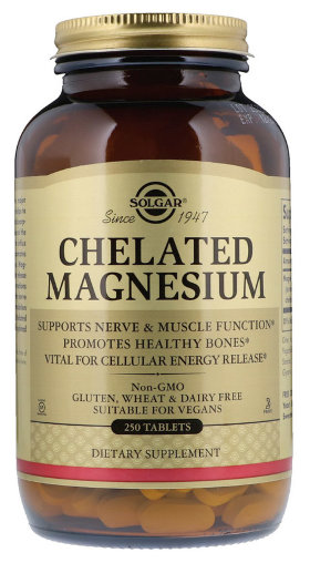 Solgar Chelated Magnesium Хелатный магний, 250 таблеток