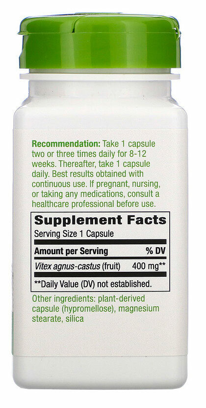 Nature's Way Vitex, Плоды витекса 400 мг 100 капсул 