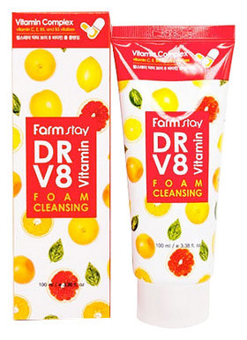 FarmStay Dr-V8 Vitamin Foam Cleansing 100 мл Пенка для умывания с витаминным комплексом 