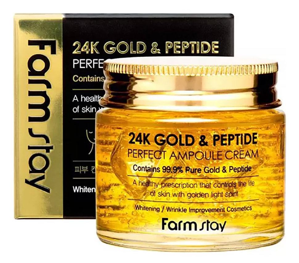 FarmStay Ампульный крем с золотом и пептидами 24K Gold & Peptide Perfect Ampoule Cream 80 ml