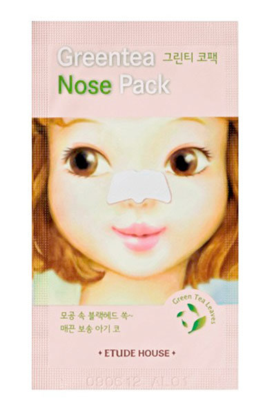 Etude House Green Tea Nose Pack Очищающие полоски с экстрактом зеленого чая для носа 