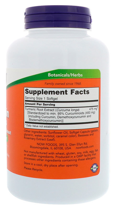 Now Curcumin Extract 95% 450 мг 120 гелевых капсул 