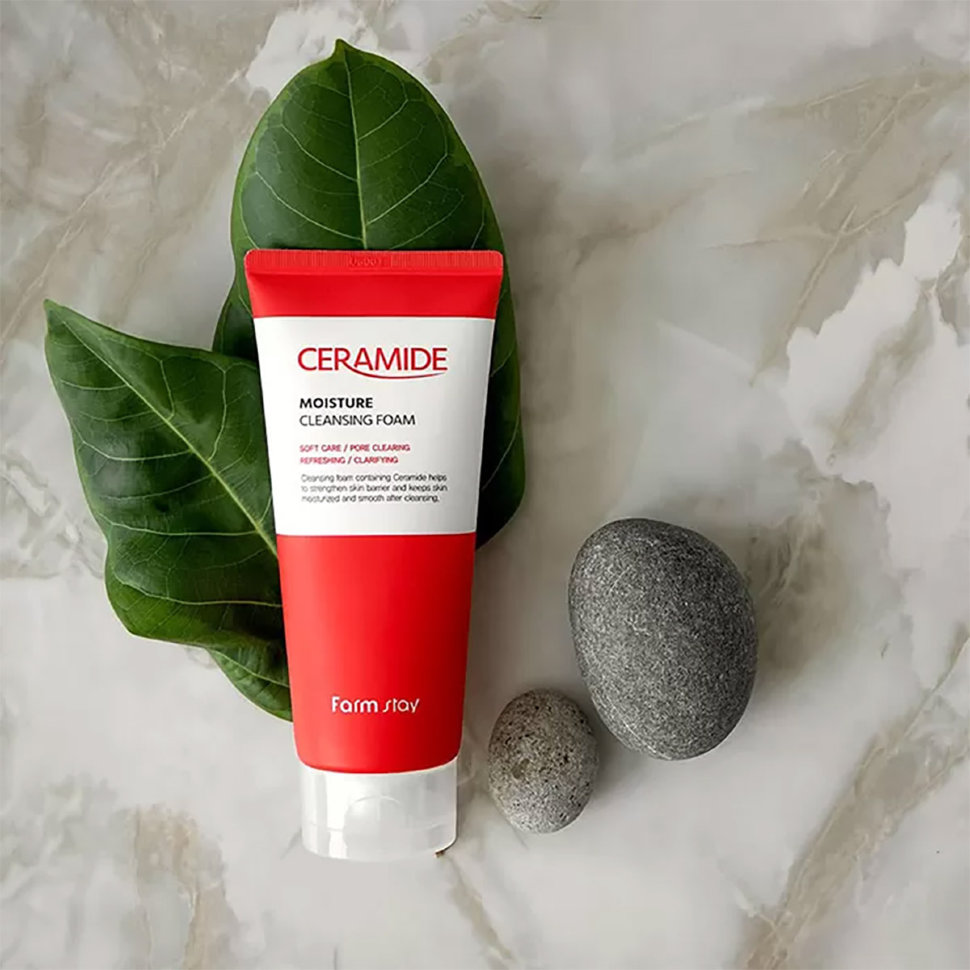 FarmStay Увлажняющая очищающая пенка с керамидами Ceramide Moisture Cleansing Foam 180 мл 