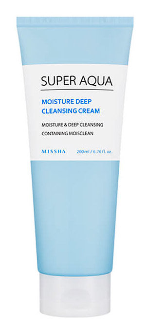 Missha Super Aqua Moisture Deep Cleansing Cream 200 мл Лёгкий интенсивно увлажняющий крем для очищения кожи лица 