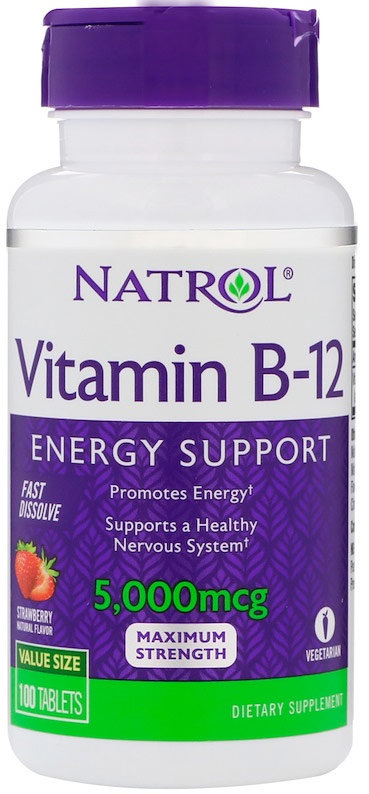 Natrol Vitamin B-12 5000 мкг Быстрорастворимые 100 таблеток