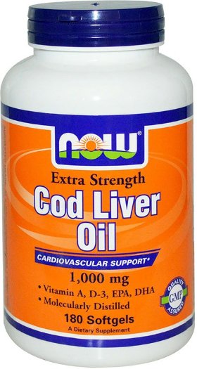 Now Cod Liver Oil 1000 мг 180 гелевых капсул