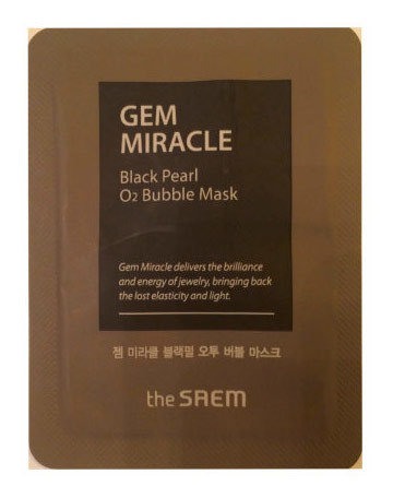 The Saem Gem Miracle Black Pearl O2 Bubble Mask-Sample (Pouch) 3 мл Маска кислородная с экстрактом жемчуга, пробник 