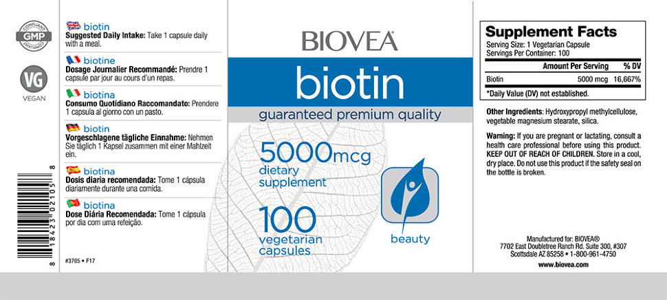 Biovea Biotin 5000 мкг 100 капсул