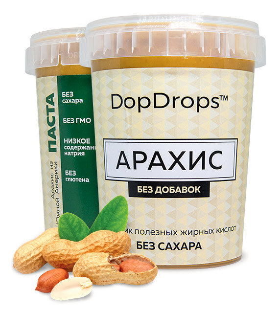 DopDrops Протеиновая паста Арахис Без добавок 1000 г 